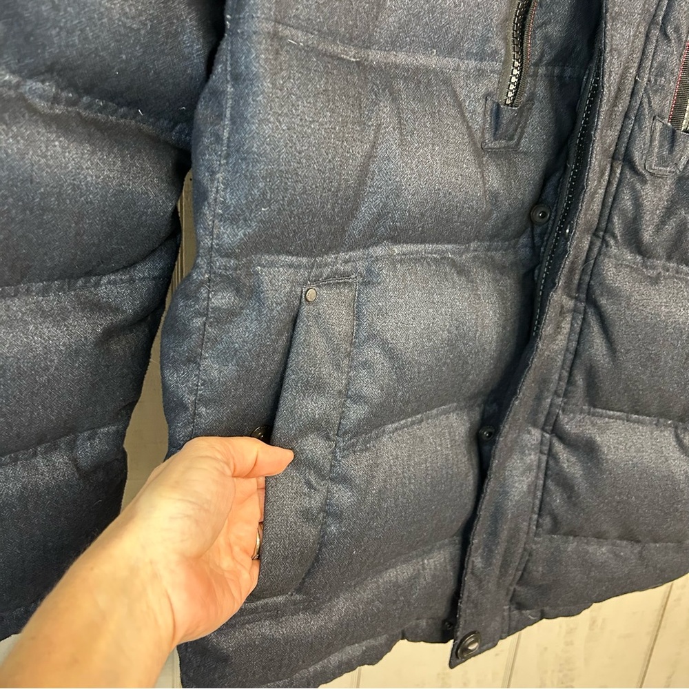 Hawke & Co Mens Down Puffer Coat XL Zip Hooded Navy Performance Cabin Trails - Picture 4 of 8